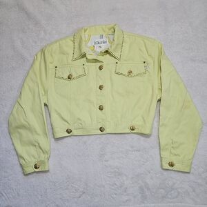 Escada Woman's yellow Denim Cotton Jacket Gold Buttons Made in Italy 42